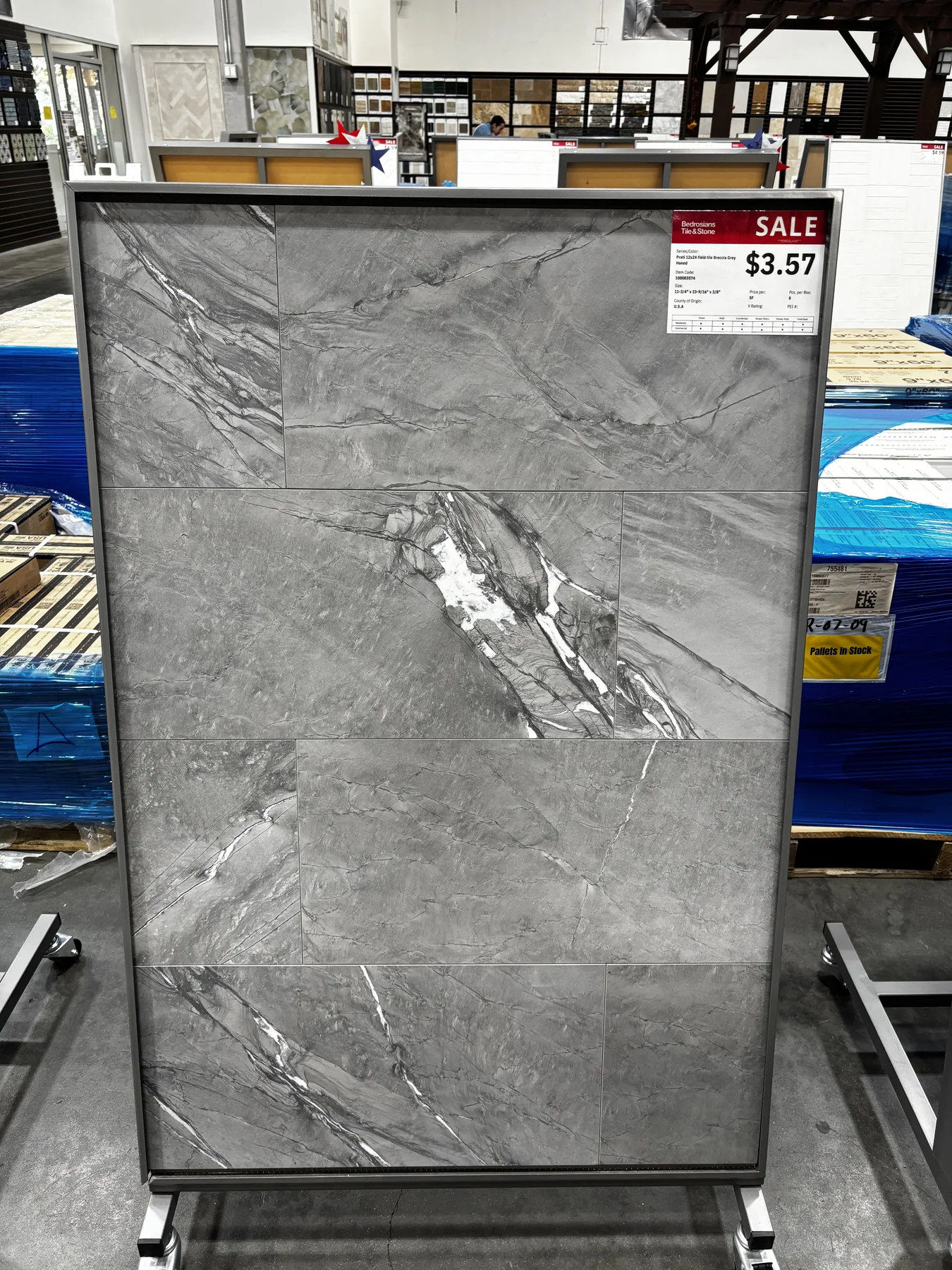 Prati 12x24 Field Tile Breccia Grey Honed Porcelain in Sylmar, Los Angeles