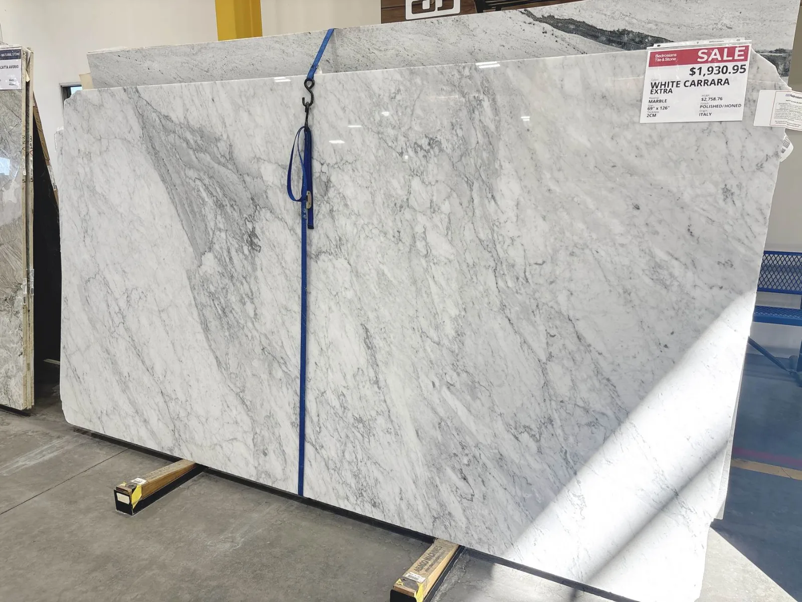 White Carrara Extra Marble Slab in Sylmar, Los Angeles
