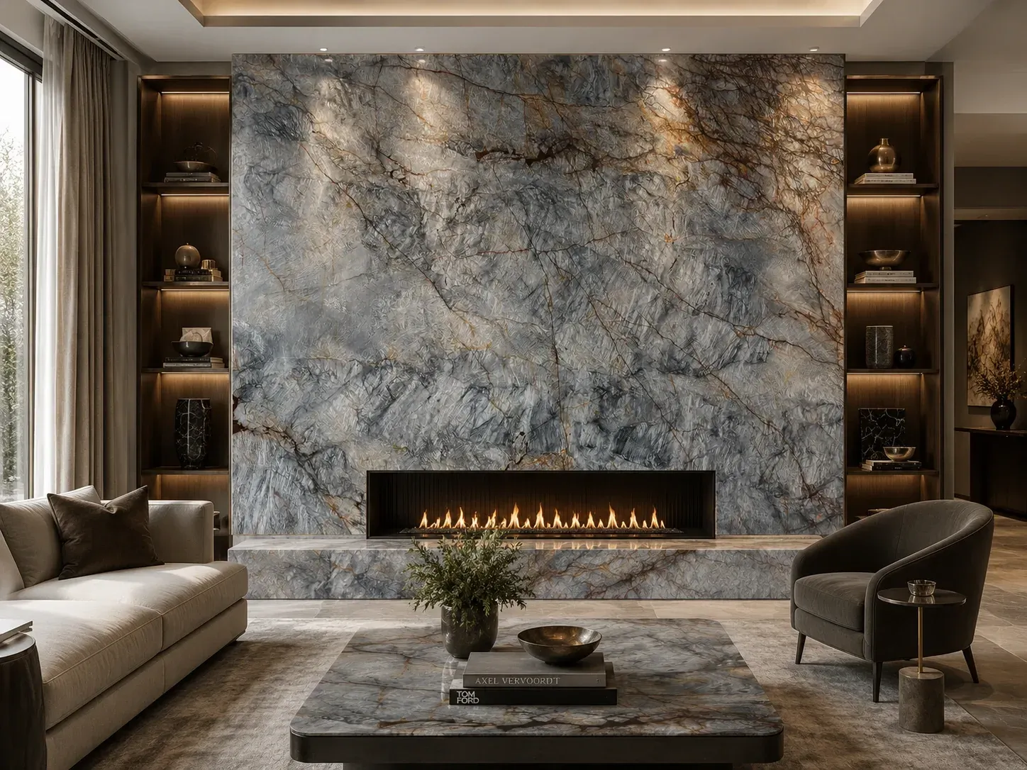 Cristallo Azur Quartzite — Fireplace Inspiration
