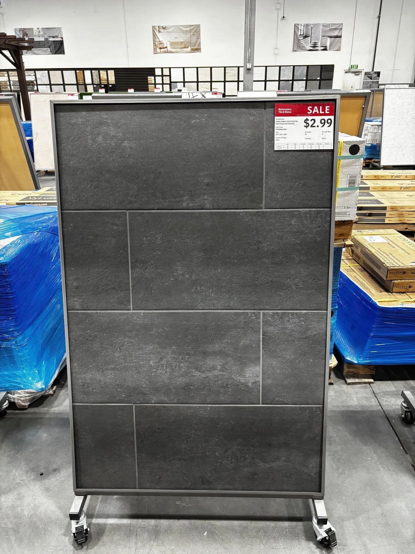 Simply Modern 12x24 Field Tile Black Honed Porcelain in Sylmar, Los Angeles