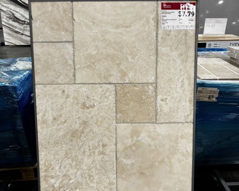 Mediterranean Ivory Versailles Pattern Light Chiseled Travertine Tile in Sylmar, Los Angeles