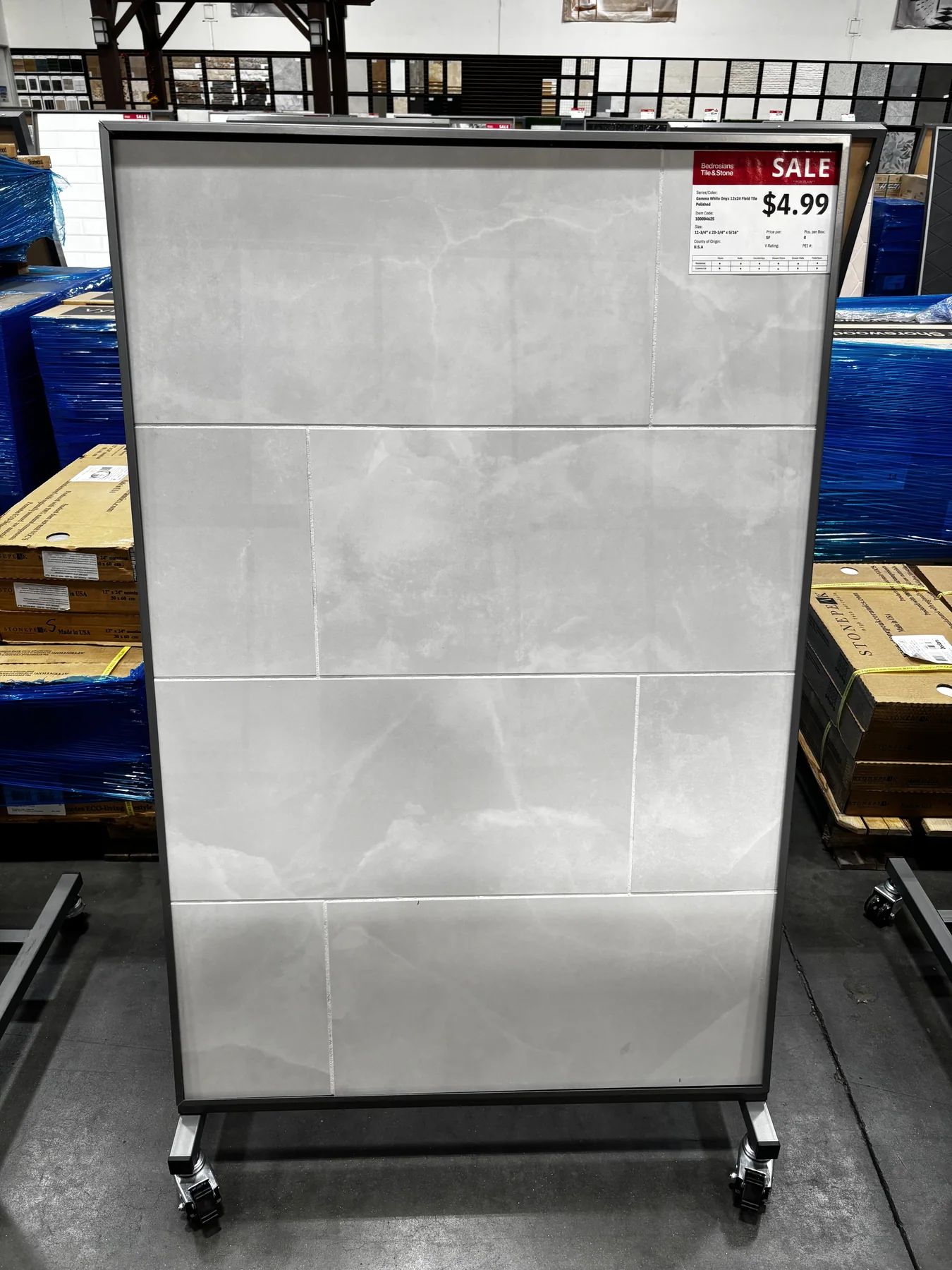 Gemma White Onyx 12x24 Field Tile Polished Porcelain in Sylmar, Los Angeles