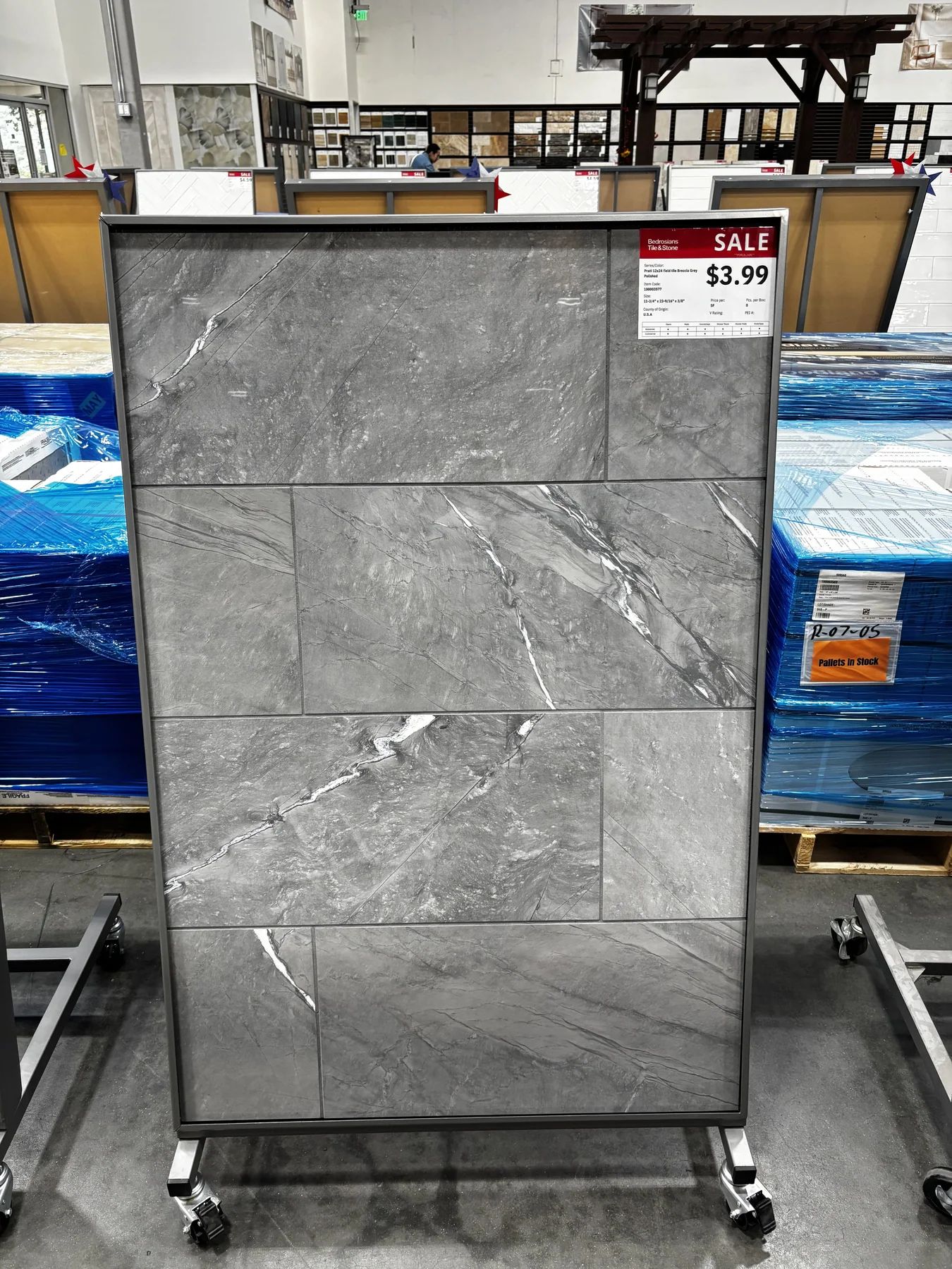 Prati 12x24 Field Tile Breccia Grey Polished Porcelain in Sylmar, Los Angeles