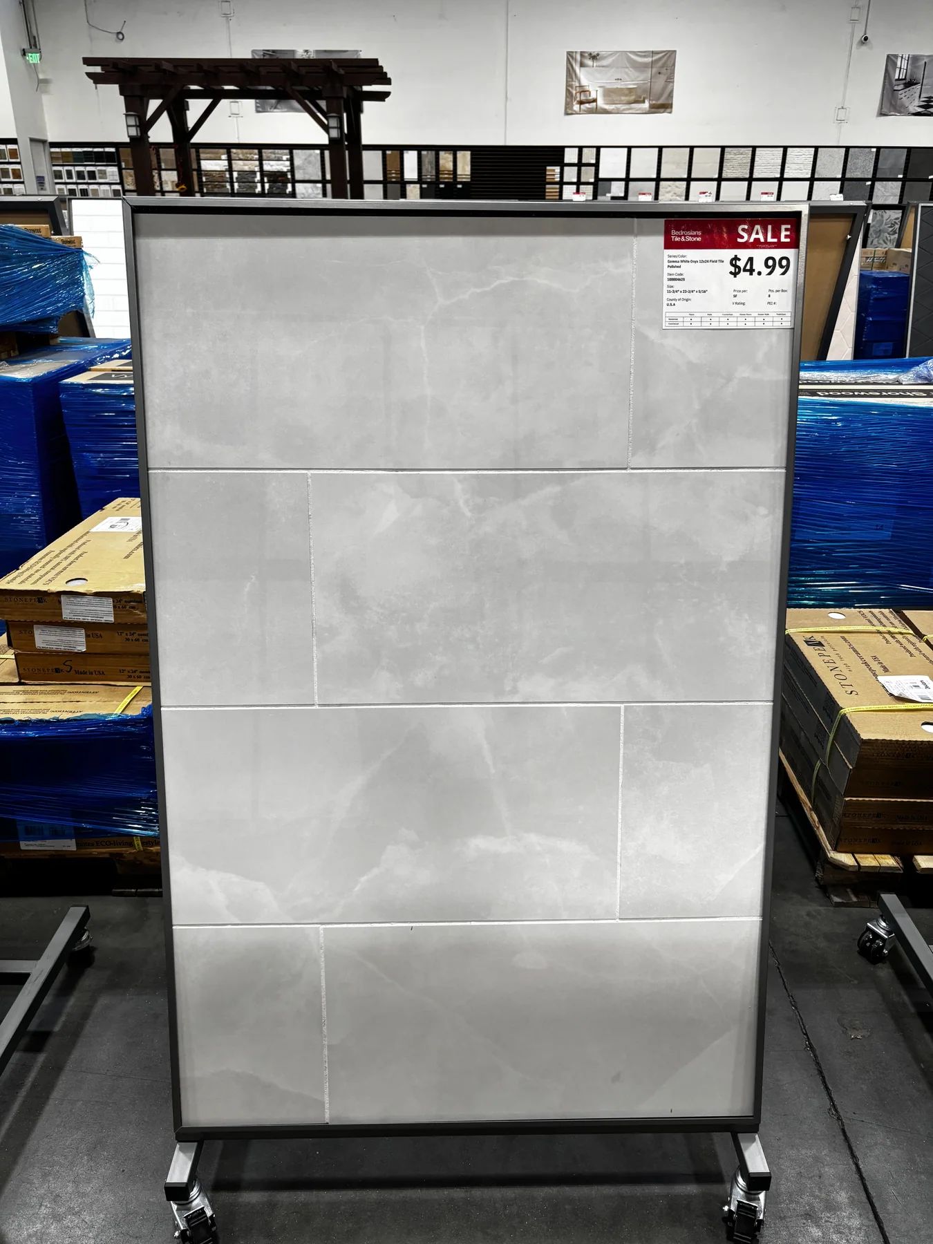 Gemma White Onyx 12x24 Field Tile Polished Porcelain Slab Photo 2