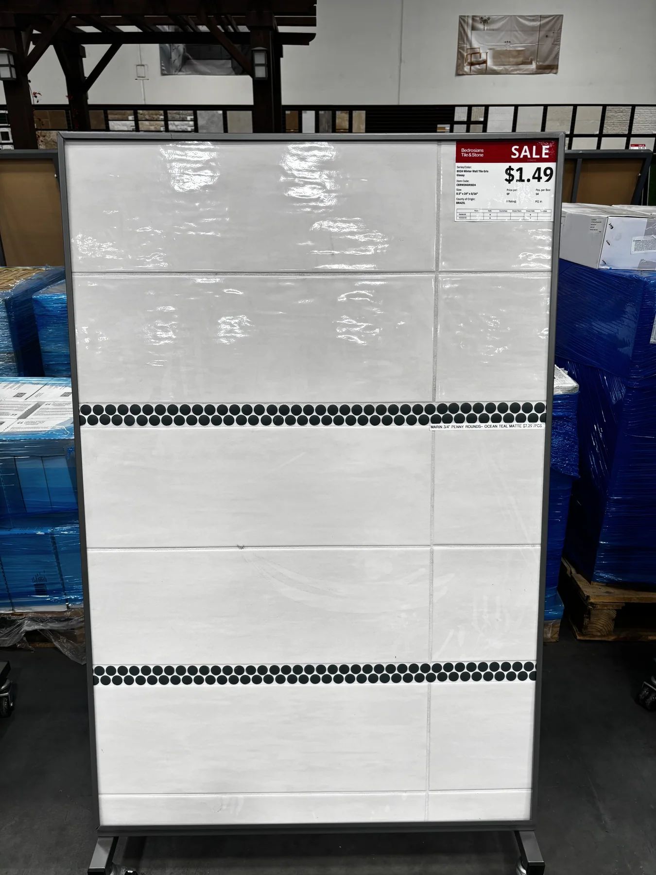 Winter Gris 8x24 Glossy Ceramic