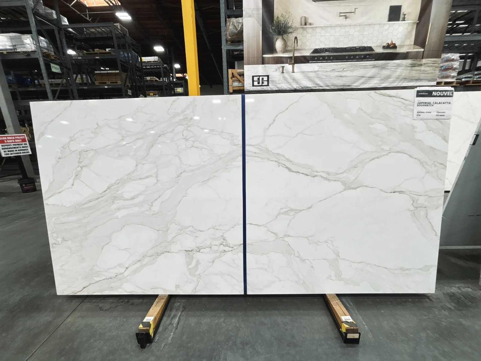 Nouvel Imperial Calacatta Mineral Composite Slab in Sylmar, Los Angeles
