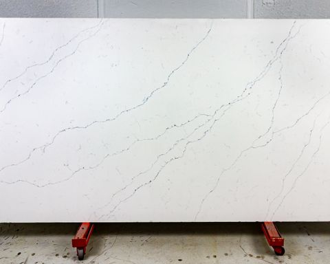 Ocean Flow Grey Quartz Slab in Orange