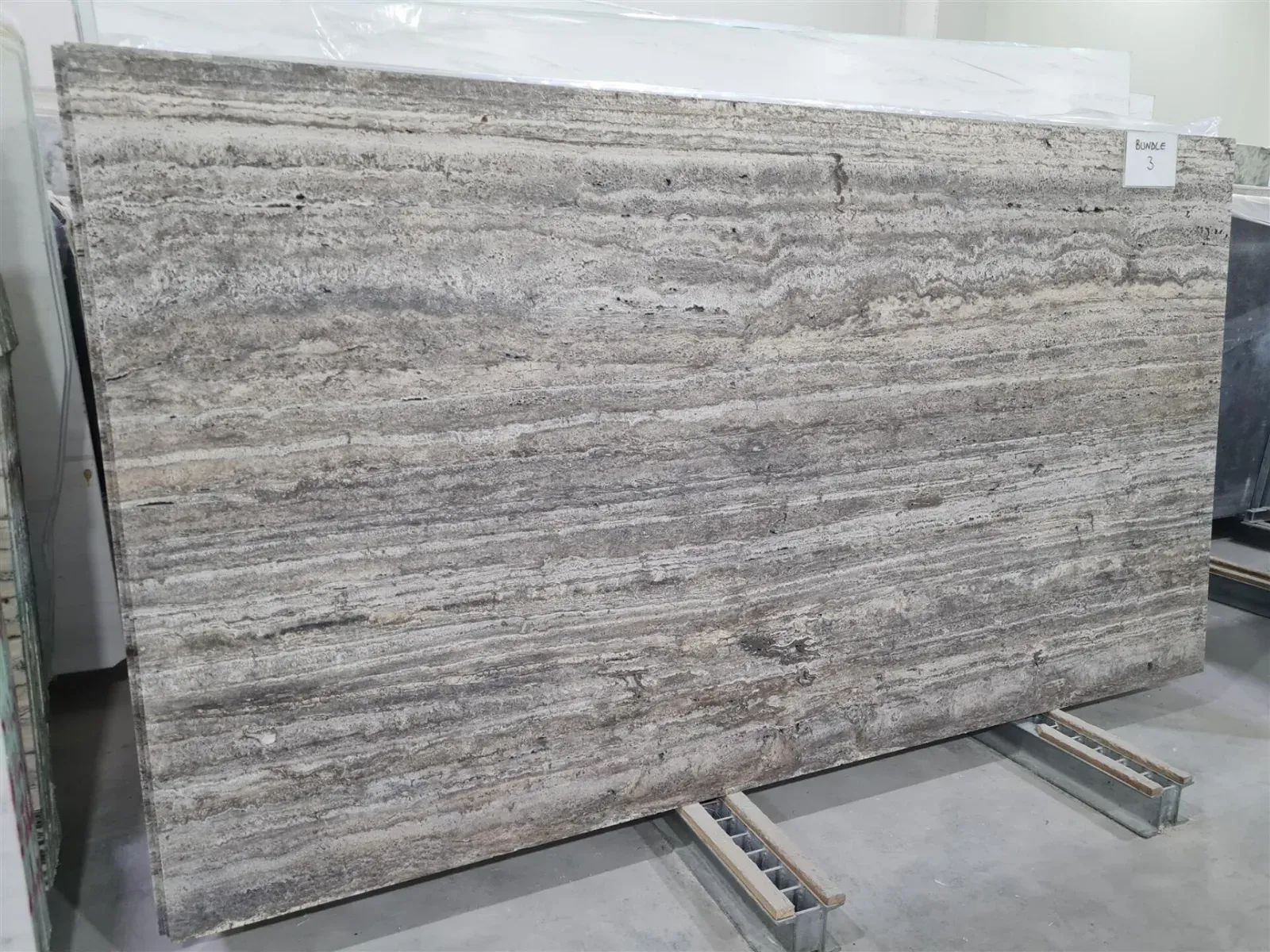 Silver Light Travertine Slab in Sun Valley, Los Angeles