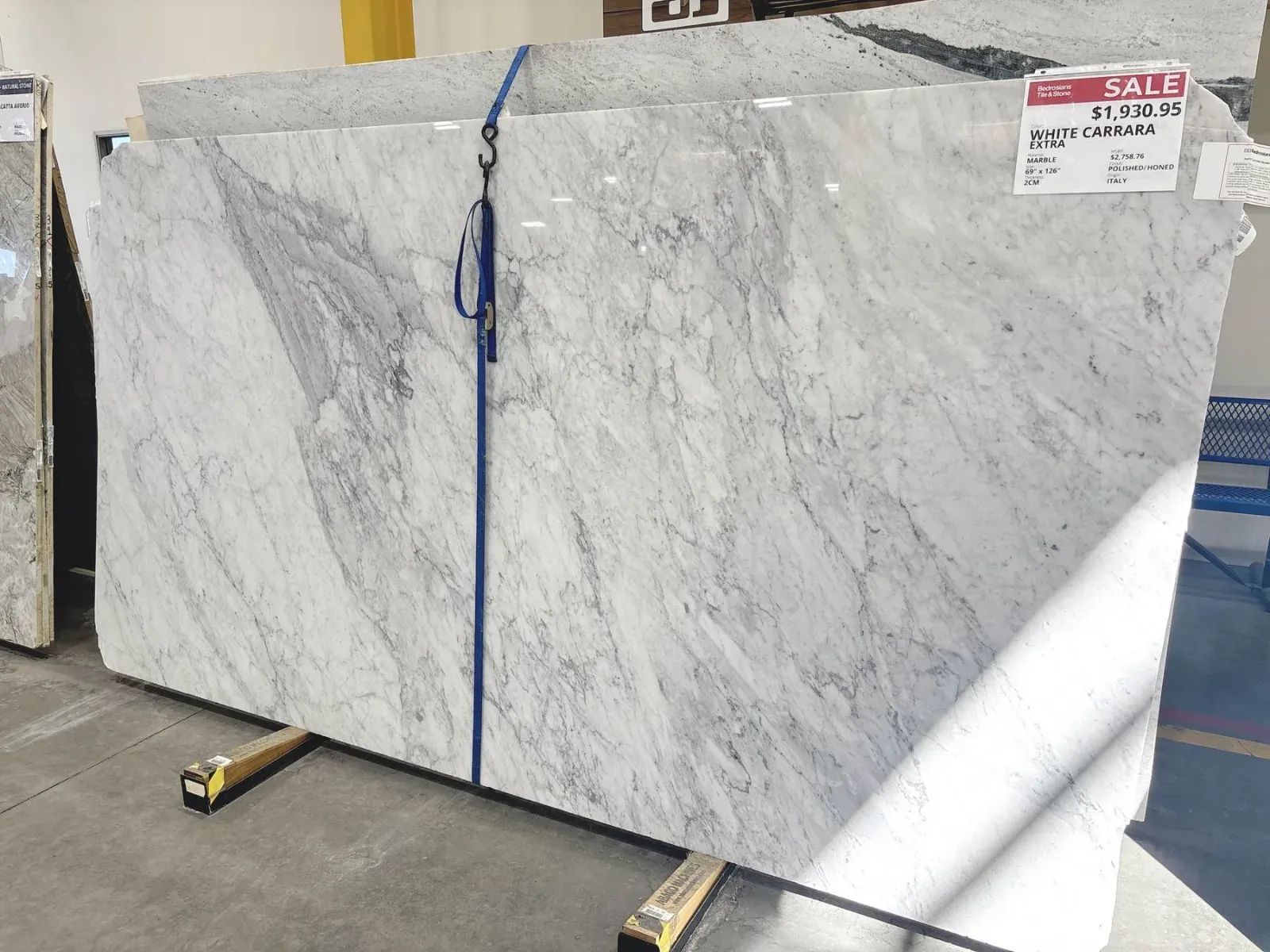 White Carrara Extra Marble Slab in Sylmar, Los Angeles
