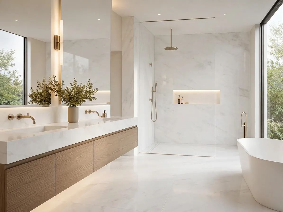 Namibian White 1st Choice Marble — Bathroom Inspiration