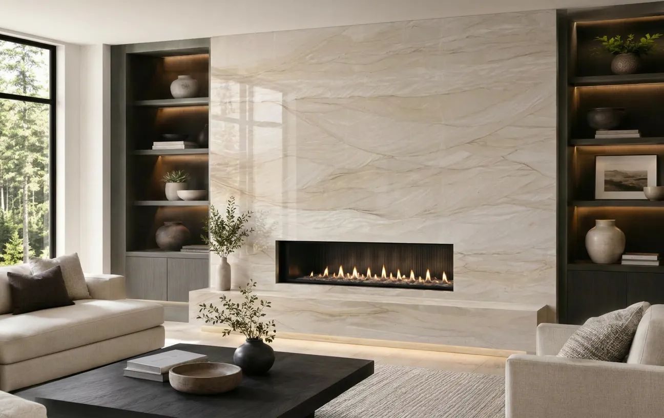 Tahitian Cream Quartzite — Fireplace Inspiration