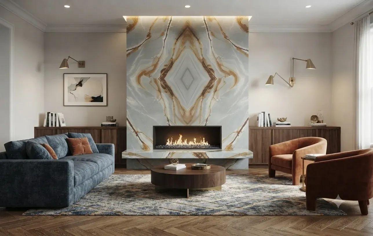 Blue Roma Quartzite — Fireplace Inspiration