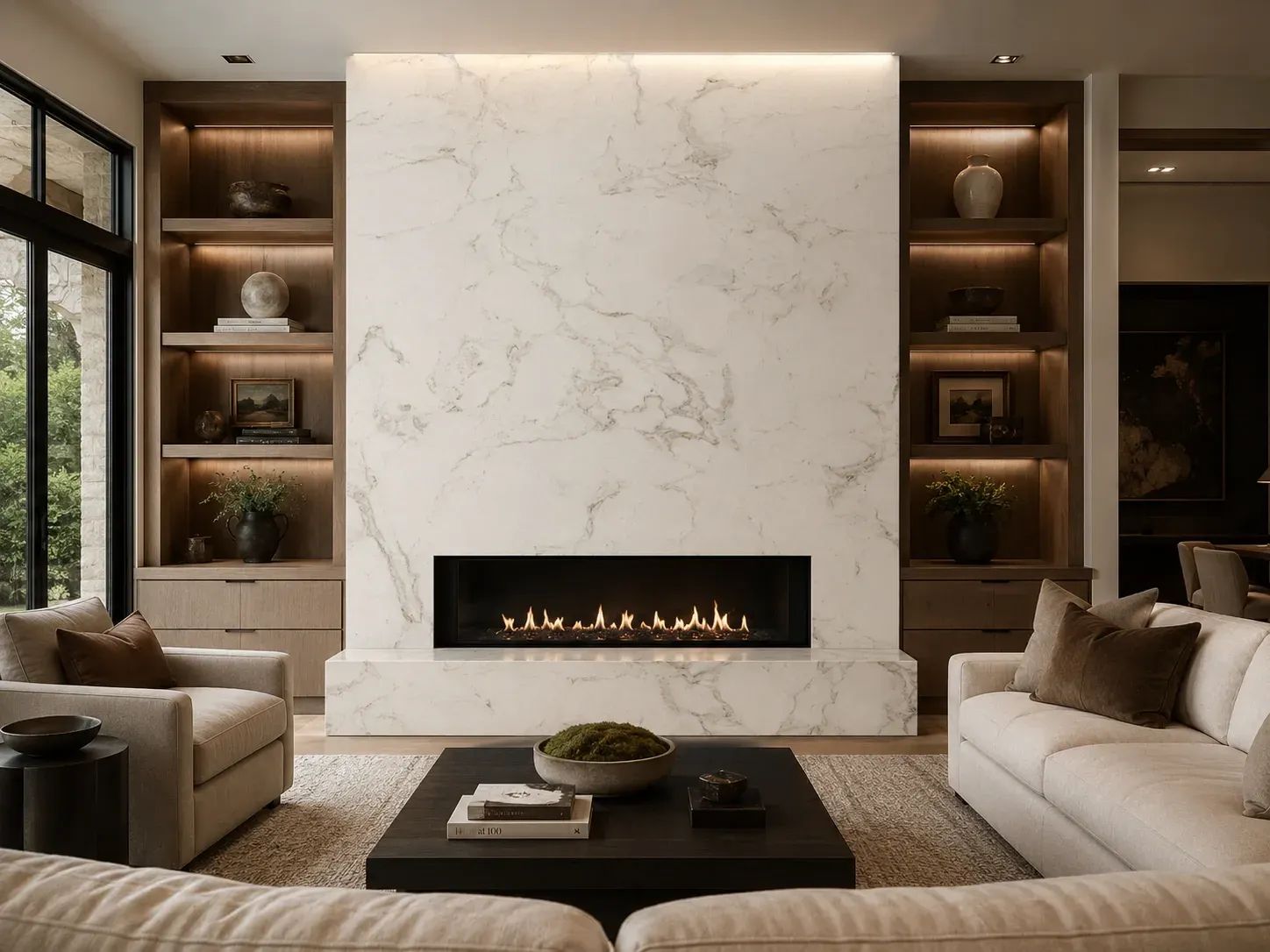 Calacatta Cielo Marble — Fireplace Inspiration