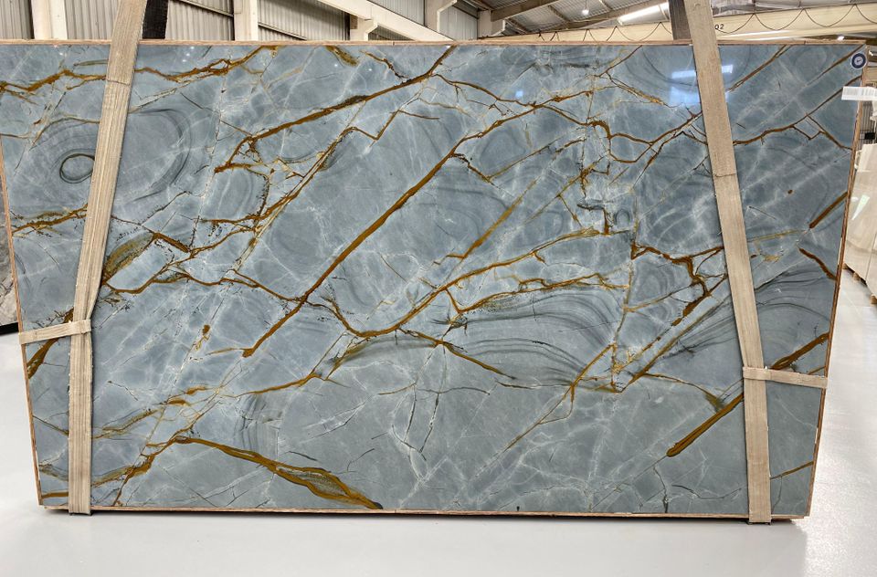 Blue Roma Quartzite slab from current Los Angeles inventory